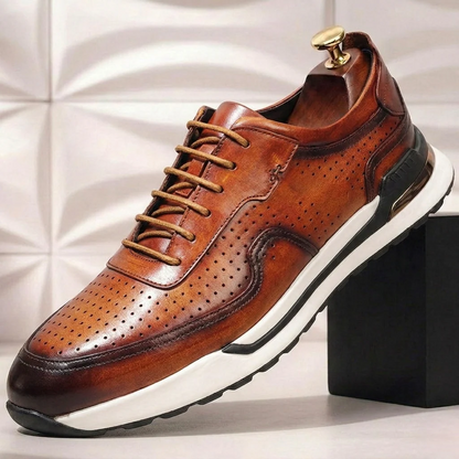 Men’s Gradient Genuine Leather Lace-Up Casual Shoes