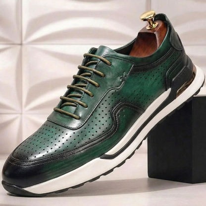 Men’s Gradient Genuine Leather Lace-Up Casual Shoes