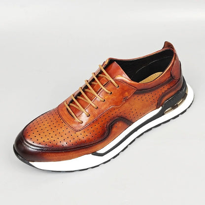 Men’s Gradient Genuine Leather Lace-Up Casual Shoes