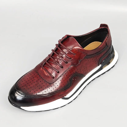 Men’s Gradient Genuine Leather Lace-Up Casual Shoes
