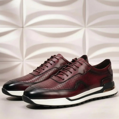 Men’s Gradient Genuine Leather Lace-Up Casual Shoes