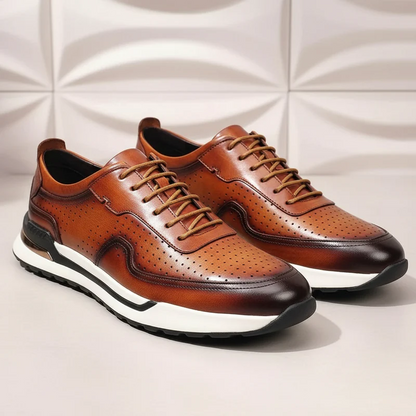 Men’s Gradient Genuine Leather Lace-Up Casual Shoes