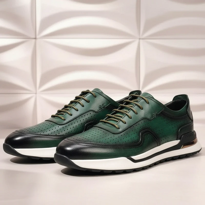 Men’s Gradient Genuine Leather Lace-Up Casual Shoes